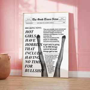 Trendige Zeitungen Print, Hot Girls Wandkunst, Preppy Wohnheim Dekor, Retro Bar Warenkorb, New York Nachrichten, High Heels Poster, Funky Poster