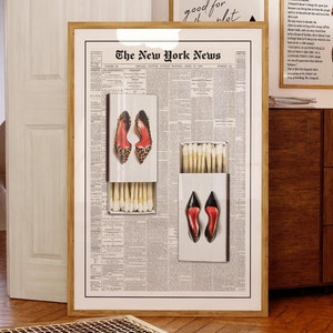 Heels & Matchbox Newspaper Print: Vintage Fashion Poster (Digital Download)