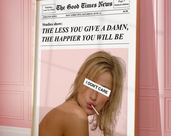 Newspaper Print Set: Retro Bar Cart, Feminist Wall Art (Digital Download)