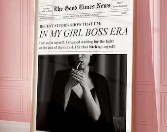 Girl Boss Newspaper Print: Edgy Feminist Dorm Decor (Digital Download)