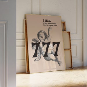 Angel Number 777 Poster: Preppy Spiritual Wall Art (Digital Download)