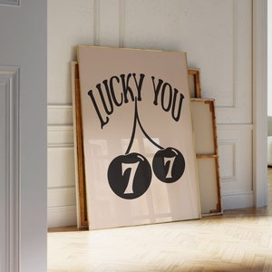 Angel Number 777 Print: Lucky You Poster, Preppy Room Decor (Digital Download)