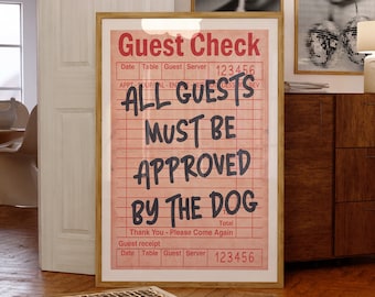 Dog Lover Print: Guest Check, Retro Bar Cart Art (Digital Download)