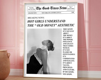 Trendy Newspapers Print, Old Money Wall Art, Retro Bar Cart, Magazine Cover Aesthetic, New York News, Preppy Dorm Decor