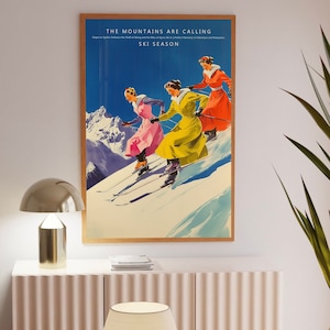 Retro Apres Ski Wall Art, Out of Office, Newspaper Magazine Print | Vintage Bar Cart Art, Winter Wall Art | Instant Download