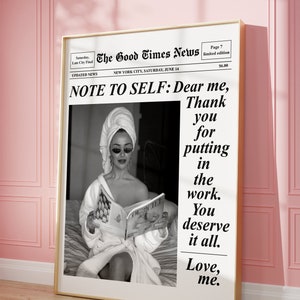 Trendy krantenprint, manifestatie spirituele muurkunst, vintage barwagen, New York Times-tijdschriftomslag, instant download