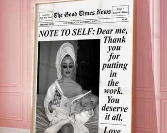 Newspaper Print: Empowering Self-Care Wall Art (Digital Download)