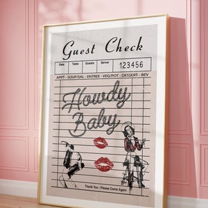 Cowgirl Guest Check Print, Vintage Bar Cart, Western Wall Art, Modne buty Cowgirl, Howdy Baby Print, Retro Cowboy Poster, Instant Download