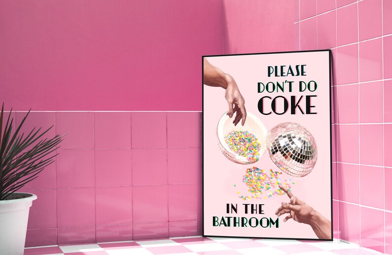 Don't Do Coke in the Bathroom Printable Wall Art Trendy Etsy