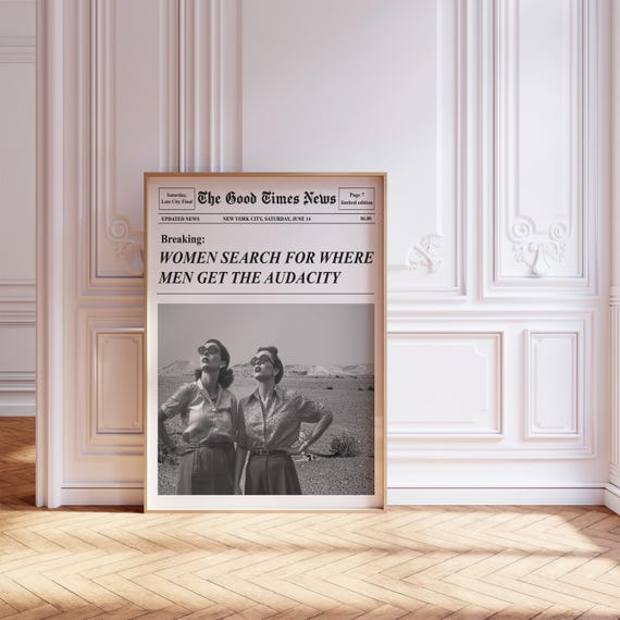 Trendy Newspapers Print, Funny Retro Bar Cart, Desert Wall