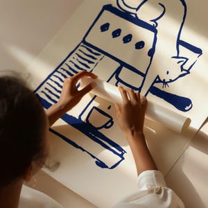 Kaffetjuven-poster, kattväggkonst, kaffebardekor, retrokökstryck, present till kaffe- och kattälskare, minimalistisk heminredning bild 5