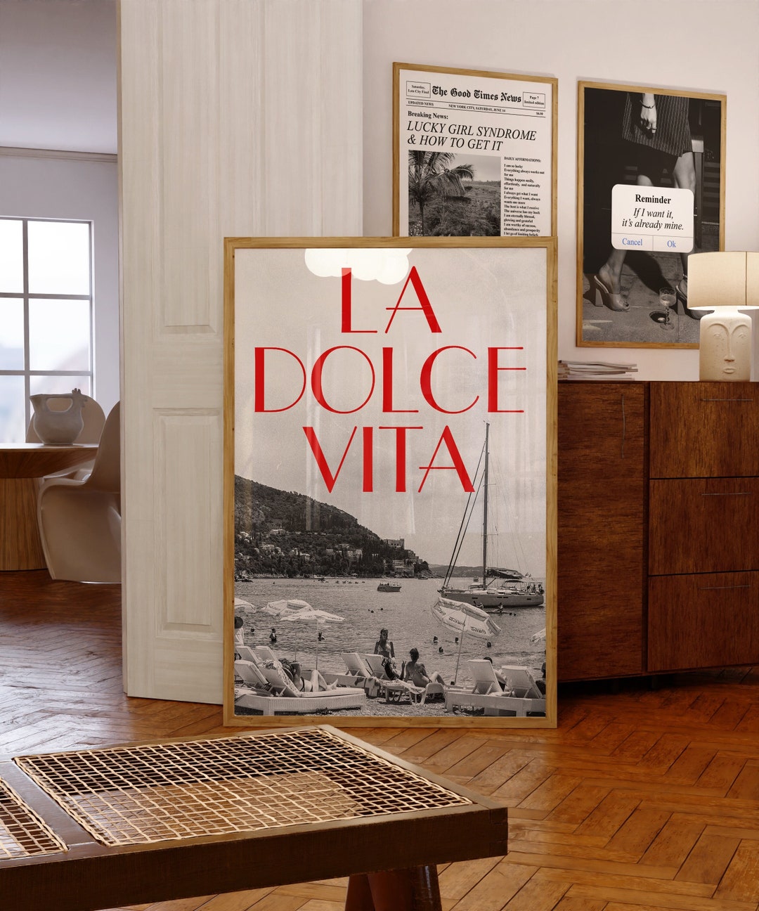 Vintage Coastal Wall Art, La Dolce Vita Print, Out of Office, Vintage