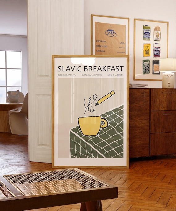 Slavic Breakfast Print, Coffee & Cigarettes Poster, Coffee Wall Art, Funky  Retro Coffee Station Decor, Funny Wall Art, Digital Download