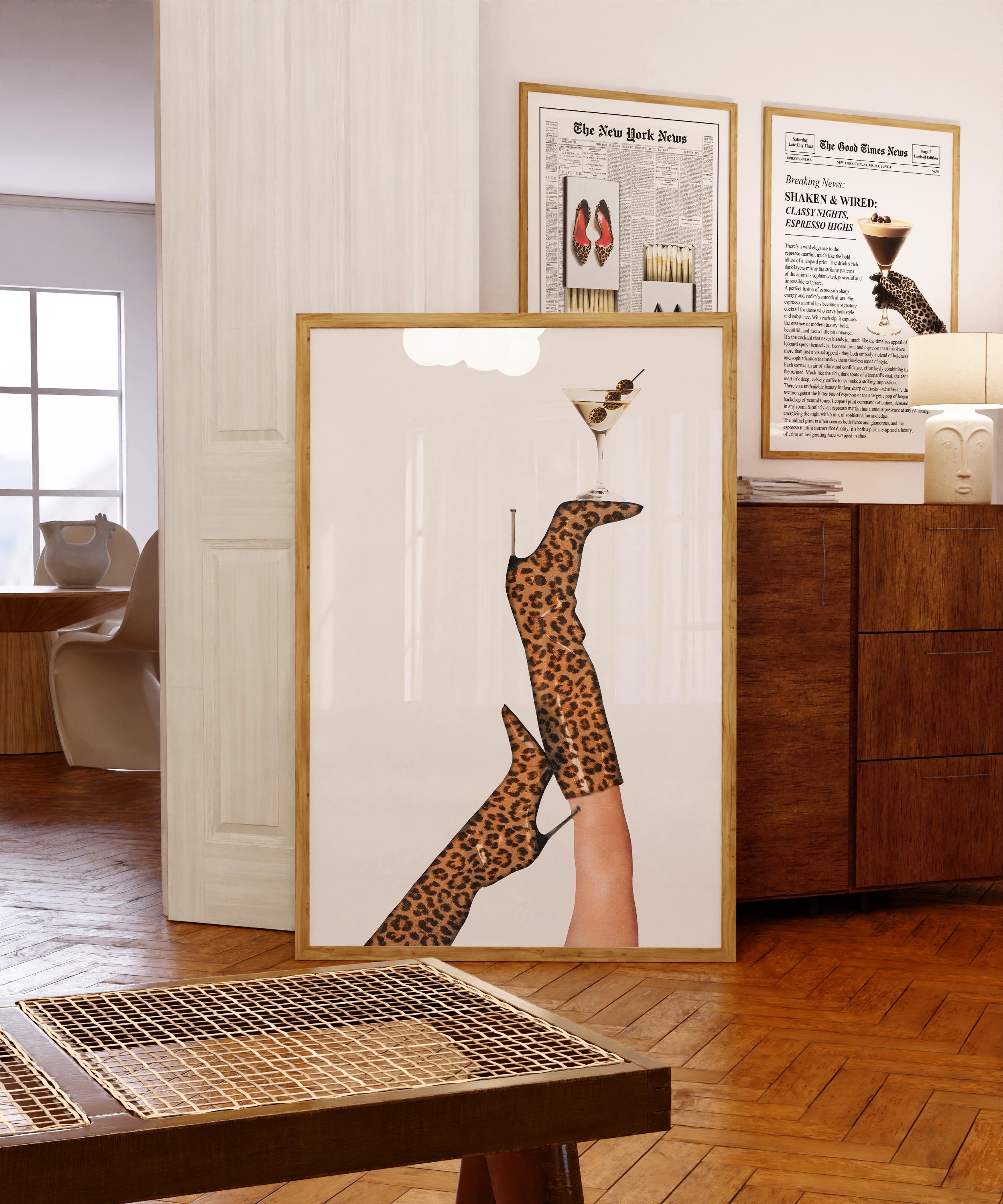 Dirty Martini Poster, Leopard Print Boots, Cocktail Wall Art