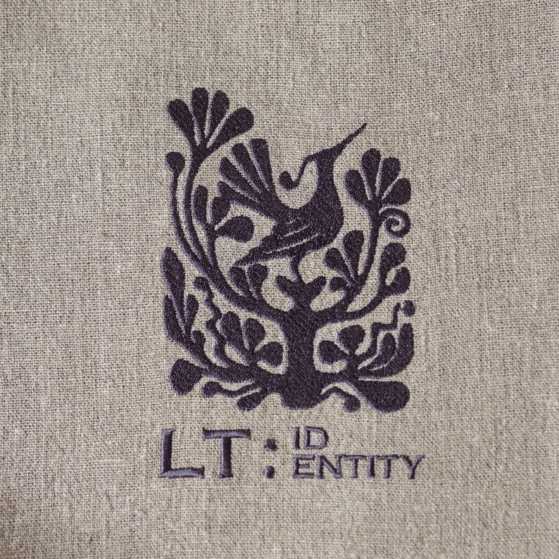 LT: IDENTITY embroidery on linen bag