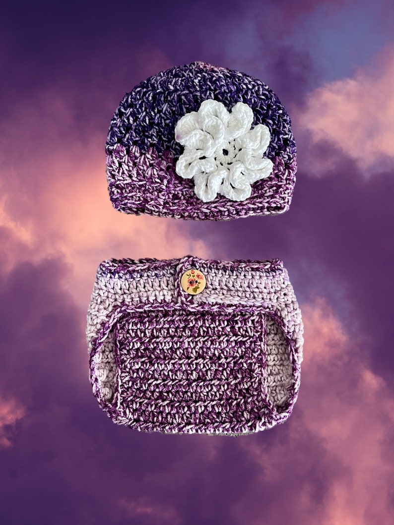 Purple Baby Hat Gift Set Crochet Etsy
