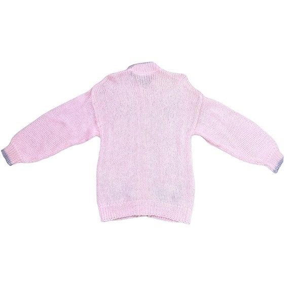 Vintage Au Courant Pink Cable Knit Argyle Button … - image 2