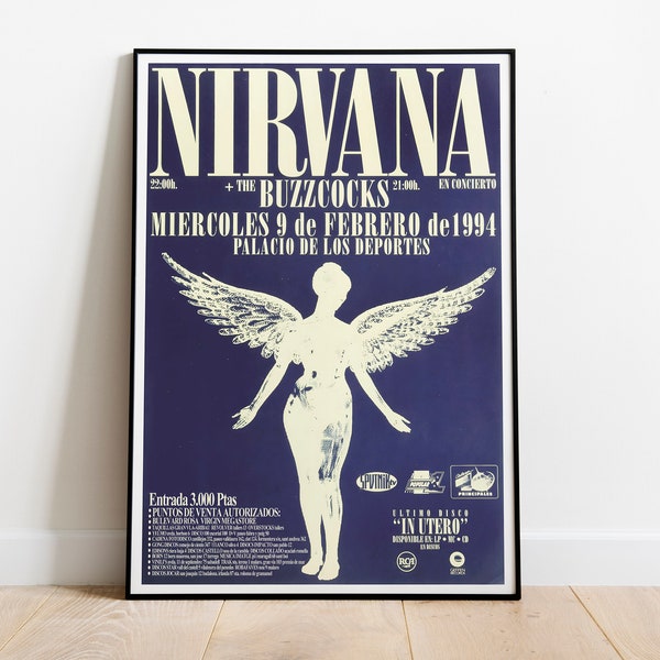 Cartel de Nirvana / Kurt Cobain / Impresión de Nirvana / Cartel de música rock / Impresión de cartel grande / Cartel de concierto / Cartel de decoración de pared / Regalo de música