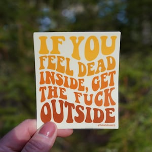 If You Feel Dead Inside Get Outside Retro Sticker: Waterproof Vinyl Camping Decal