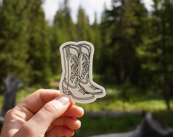 Cowboy Boots - Retro Vinyl Sticker - Waterproof Western Cowboy Sticker - Rodeo - Cowgirl - Ranch - Yeehaw