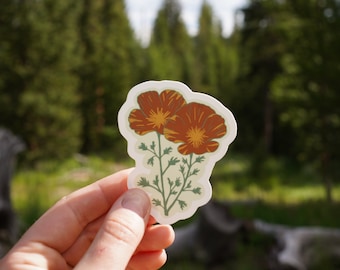 California Poppies - Vinyl Sticker - California State Flower Sticker - Wildflower Sticker
