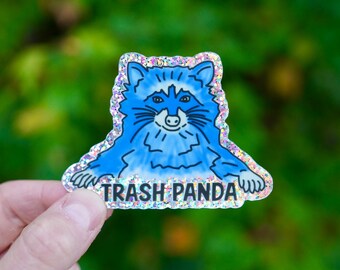 Trash Panda - Pegatina holográfica de vinilo - Divertida pegatina impermeable de mapache
