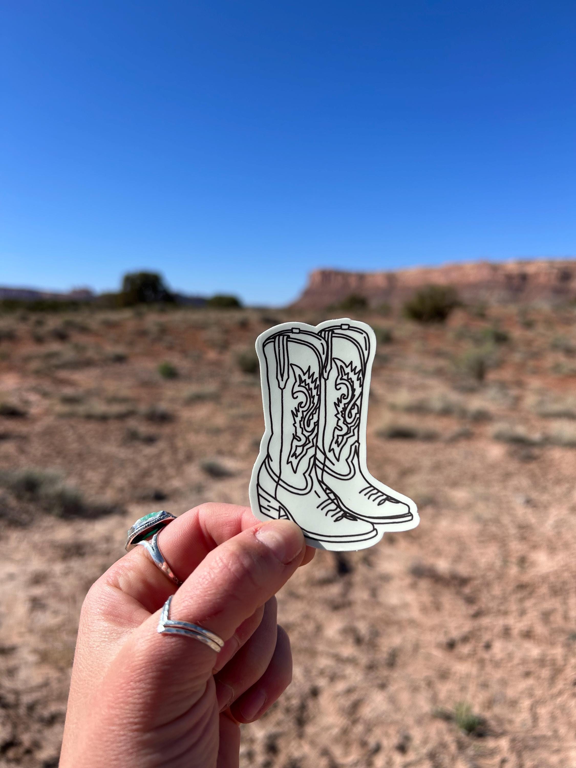 Cowboy Boots - Retro Vinyl Sticker - Waterproof Western Cowboy Sticker ...