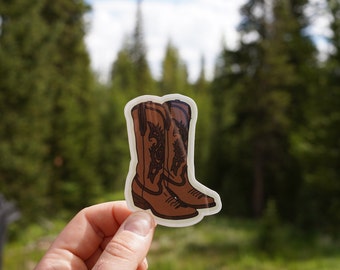 Brown Cowgirl Boots - Vinyl Sticker - Western Cowboy Sticker