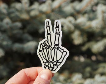 Holographic Skeleton Peace Sign - Waterproof Glossy Vinyl Sticker