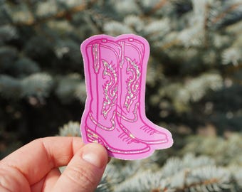 Pink Pony Club sprankelende cowboylaarzen - waterdichte westernsticker retrovinyl