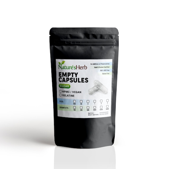 HPMC Vegan Empty Capsules Size 0# Clear Pharmaceutical Caps Halal/Kosha UK