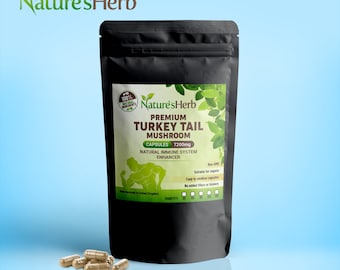 Turkey Tail Mushroom CAPSULES 7200mg polysaccharides Immune system Vegan FAST Delivery