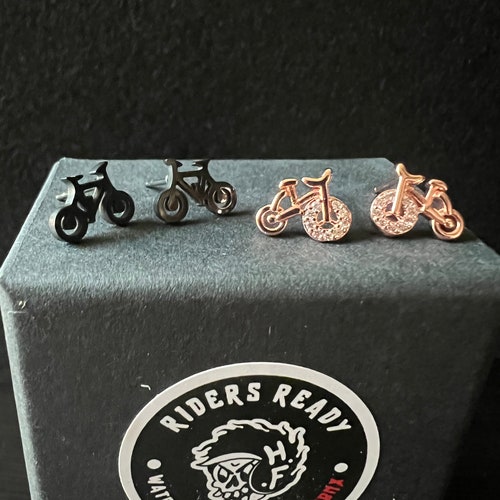 Sterling Silver Bicycle Stud Earrings Cute Stud Earrings Etsy