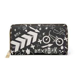 Portefeuille BMX à fermeture éclair - Cadeau cycliste, accessoire pour amateur de vélo, porte-monnaie pilote de BMX, portefeuille pour passionné de vélo, organiseur de pochette à fermeture éclair