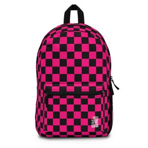 Pink and Black Plaid Backpack: Teen Fashion School Bag