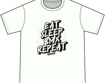 Eat Sleep BMX-Wiederholungs-Jugend-Batik-T-Shirt