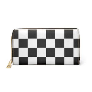 Portefeuille à fermeture éclair, Portefeuille à carreaux, porte-monnaie à carreaux, porte-cartes monochrome, livre de poche minimaliste, organiseur de billets élégant