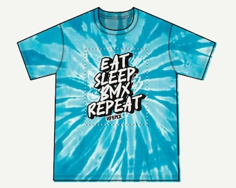 Camiseta juvenil tie-dye "Eat Sleep BMX Repeat"