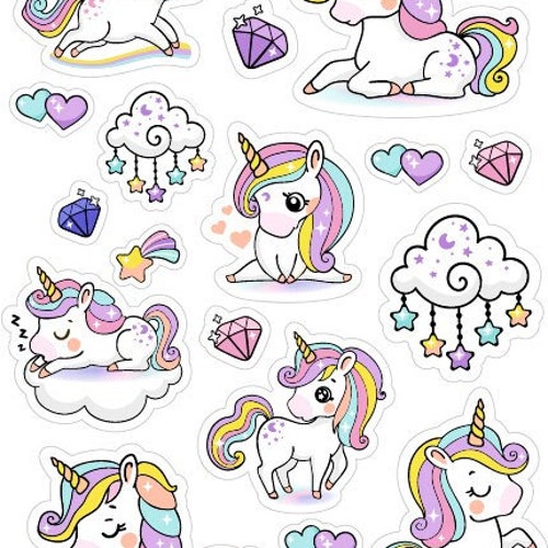 Cute Unicorn Stickers Bundle Vinyl Pack of 13 Stickers Etsy