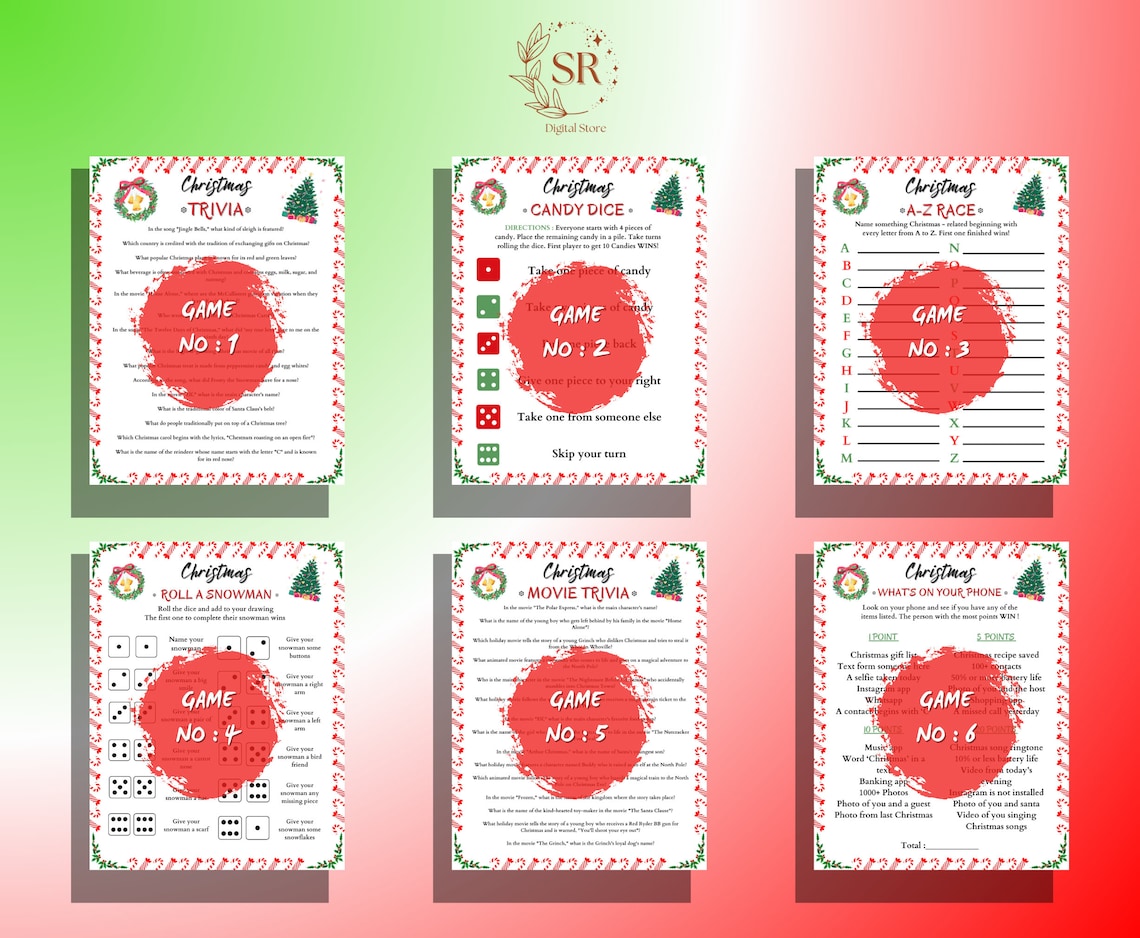 Printable Christmas Game Bundle Christmas Party Games - Etsy