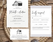 Rustic Farmhouse Wedding Invitation Bundle - Digital Download
