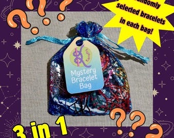 Bolsa de pulseras misteriosas, pulseras de la amistad coloridas hechas a mano, regalo sorpresa para ella, paquete de joyas bohemias, pulseras de hilo fino al azar, 3 en 1