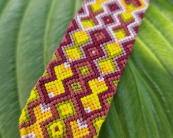 Pulsera de la amistad anudada, accesorios hechos a mano, regalo único, joyería auténtica, estilo hippie bohemio, escala de colores, pulsera de hilo bordado