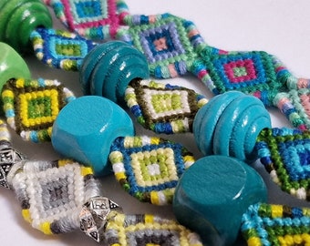 Pulsera Anudada / Pulsera de Amistad / Hecha a mano / Única / Accesorios / Forma de Diamante / Pulsera con Forma