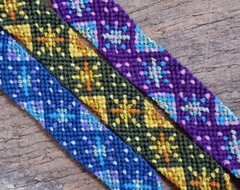 Pulsera anudada / Pulsera de la amistad / Hecha a mano / Regalo único / Accesorios / Joyería / Estrella / Navidad / Copo de nieve / Brillante