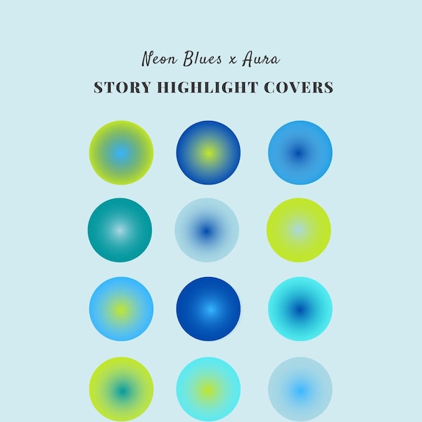 Retro Groovy Neon Hippy Blues Aura Story Highlight Covers | Colorful IG Story Icons