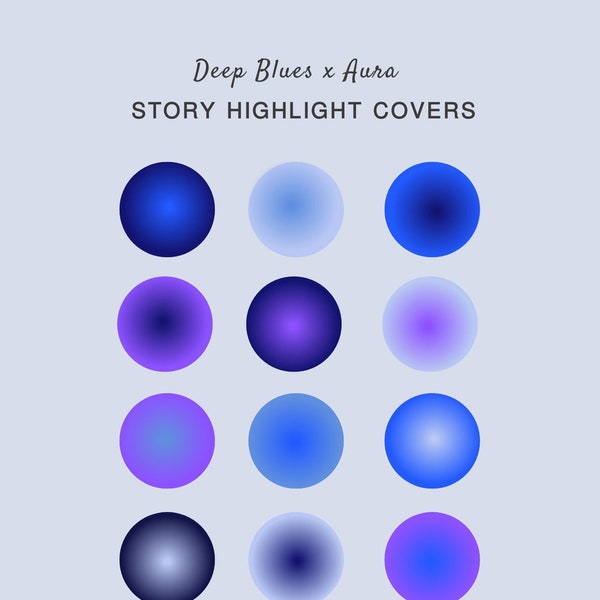 Retro Groovy Neon Hippy Deep Blues Aura Story Highlight Covers | Colorful IG Story Icons
