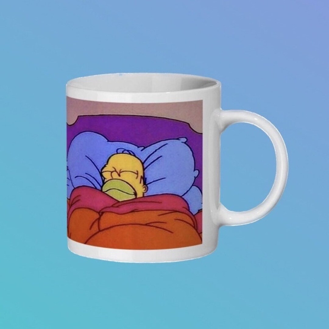 Homer Simpson Toasty Cinnamon Bun in Bed Meme Mug link to Etsy