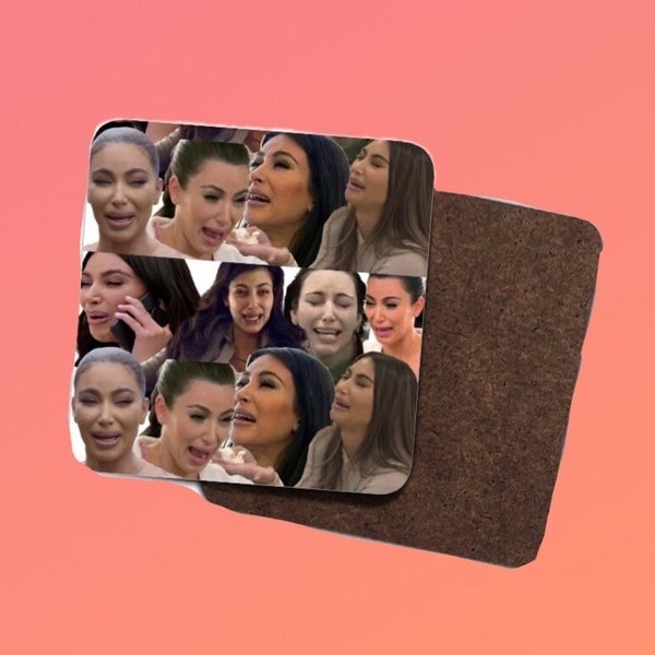 Kim Kardashian ugly crying face Single Hardboard Coaster (Link to matching mug in description)