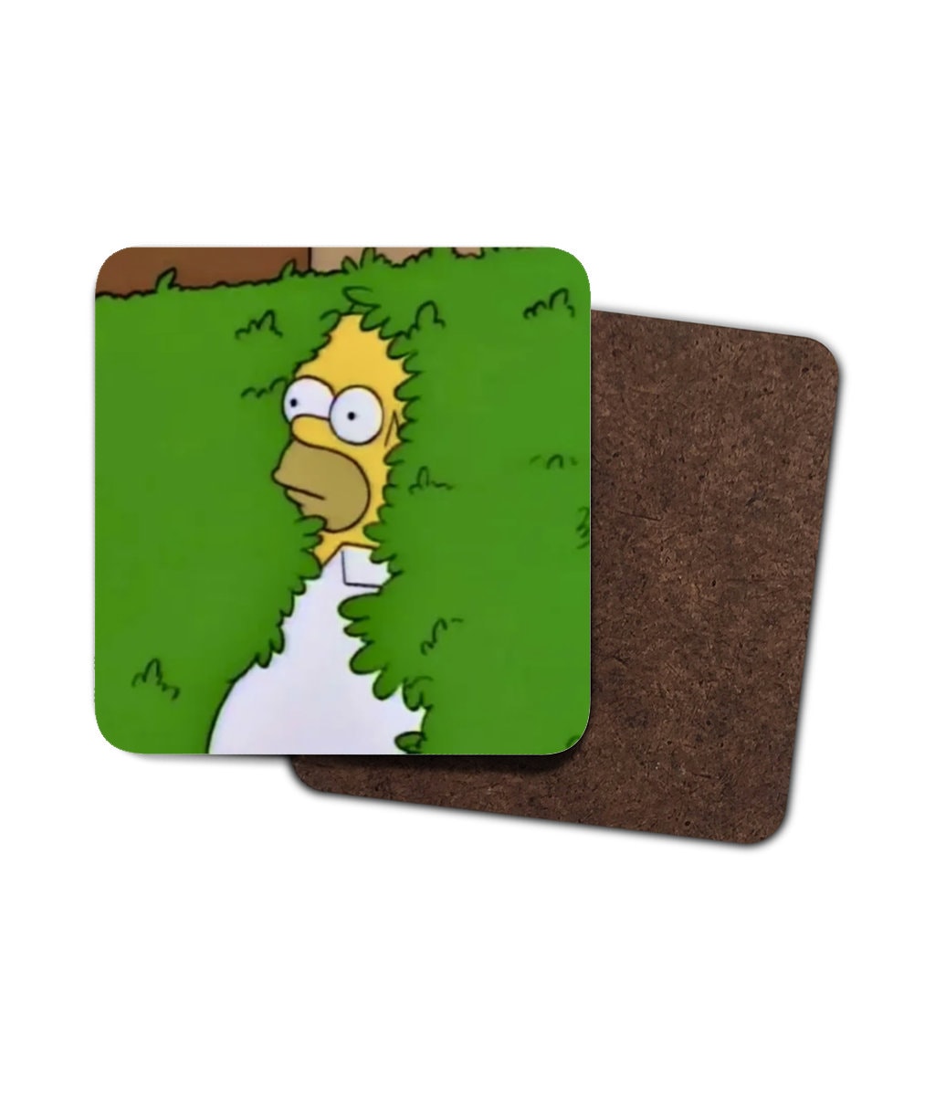 Homer Simpson Backing Into Bush Meme Single Hardboard Coaster link to ...